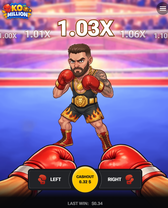 KO Million w telefonie – przyciski Left, Right i Cashout